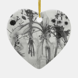 Fyra Flaskor och vita blommor Julgransprydnad Keramik