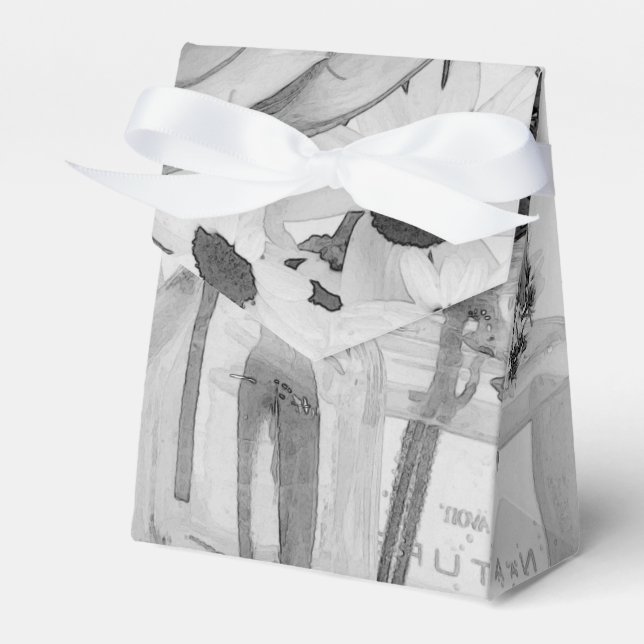 Fyra Flaskor och vita blommor Presentaskar (Framsidan Sidan)