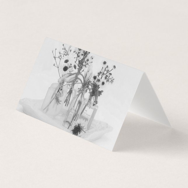 Fyra Flaskor och vita blomsterkort Kort (Framsida)