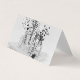 Fyra Flaskor och vita blomsterkort Kort