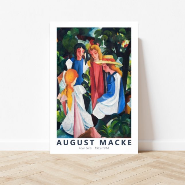 Fyra flickor efter August Macke Poster (affordable art, printable art, wall art, famous art, royalty free art, customizable art, fine art)