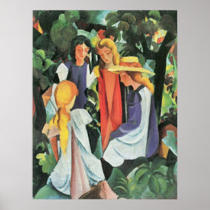 Fyra flickor före augusti Macke Poster