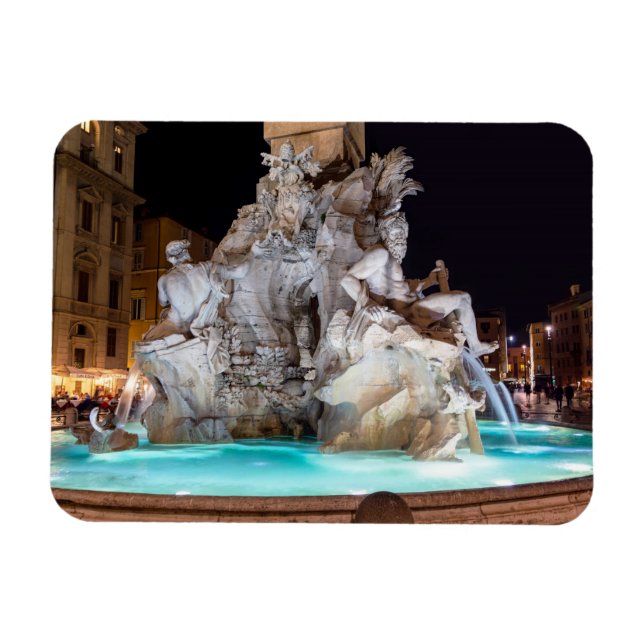 Fyra floder Fontän vid Piazza Navona i Rom Magnet (Horisontell)