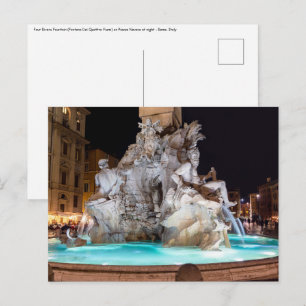 Fyra floder Fontän vid Piazza Navona i Rom Vykort