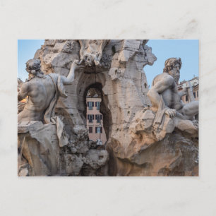 Fyra floder Fontän vid Piazza Navona - Rom Vykort