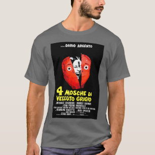 Fyra flugor på Grått Velvet 1972 Dario Argento T Shirt