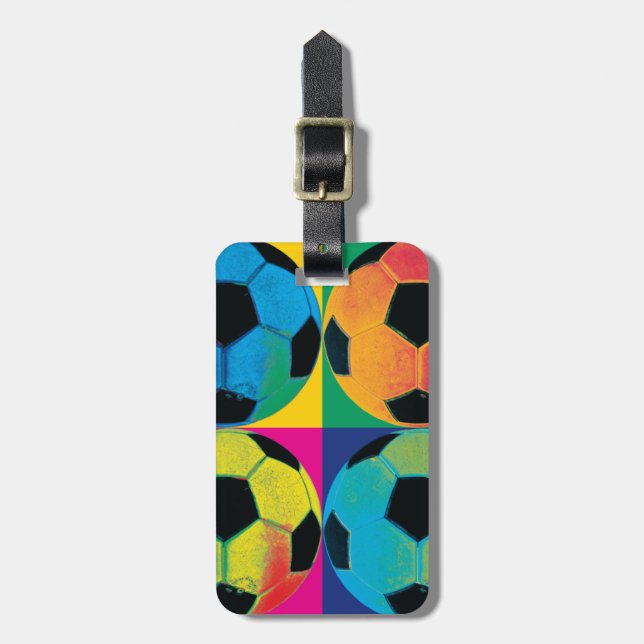 Fyra fotbollar i olika Färg Bagagebricka (Vertikal Framsida)