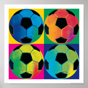Fyra fotbollar i olika Färg Poster