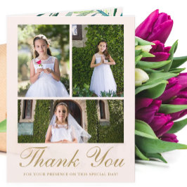 Fyra Foto Greenery First Communion Tack Kort
