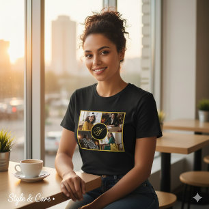 Fyra Foto Personlig Monogram Anpassad T Shirt