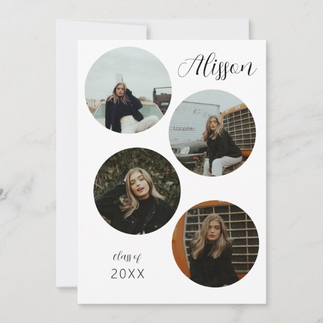 Fyra Foto Runt Examenstecknande Inbjudningar (Framsida)