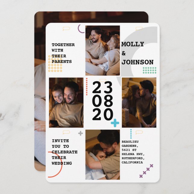 Fyra fotobröllopsinbjudningar inbjudningar (Fram/baksida)