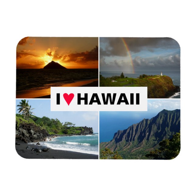 Fyra fotoHawaii collage souvenir Magnet (Horisontell)