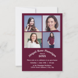 Fyra fotokollage Burgundy- 3 x 5-gradering Inbjudningar