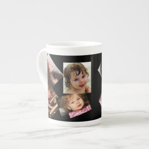 Fyra fotokollationsmall benporslin mugg