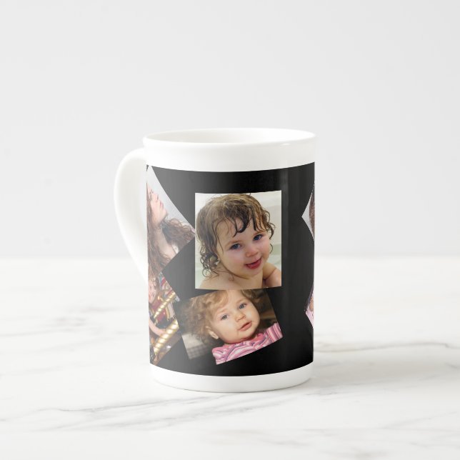 Fyra fotokollationsmall benporslin mugg (Framsida vänster)