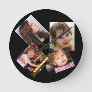Fyra fotokollationsmall rund klocka