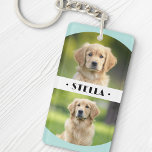 Fyra foton av typen pet hund light aqua Blue Curve<br><div class="desc">Nyckelring med anpassningsbarnas foton och dina sällskapsdjur namn med ljusblått akvablått (eller anpassningsbar färg),  böjt gräns överkant och grund. Du kan lägga till fyra olika foton. Ändra färg och typsnitt,  flytta och ändra storlek på bilderna i designen verktyg.</div>