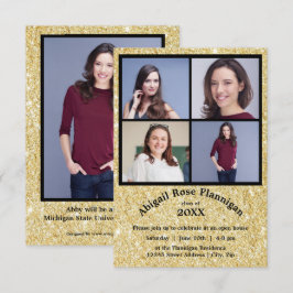 Fyra foton Collage Faux Guld-3x5Grad-meddelande Inbjudningar