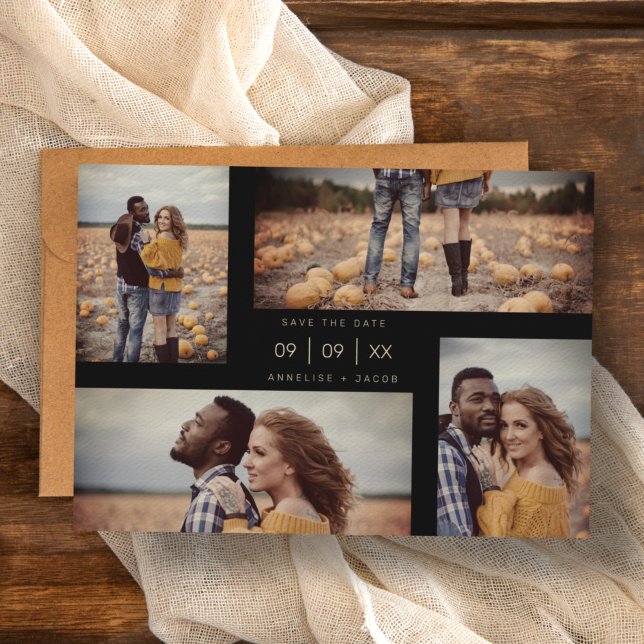 Fyra foton Samla ihop minimalistisk modern Bröllop Spara Datumet (Skapare uppladdad)