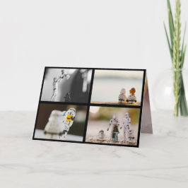 Fyra foton svart julfamilj i gräns helgkort