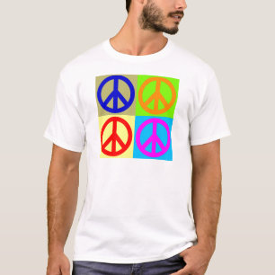 Fyra Fredstecken för popkonst i Färg T-shirt