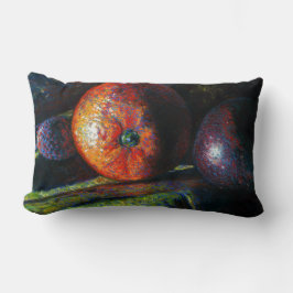 Fyra frukter: Orange, Banana, Plum, Lychee Lumbarkudde