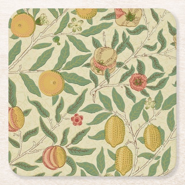 Fyra frukter, William Morris Underlägg Papper Kvadrat (Framsidan)