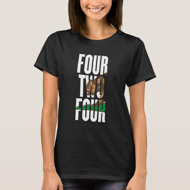 Fyra fyra 424 Area Code California Los Angeles T Shirt (Framsida)