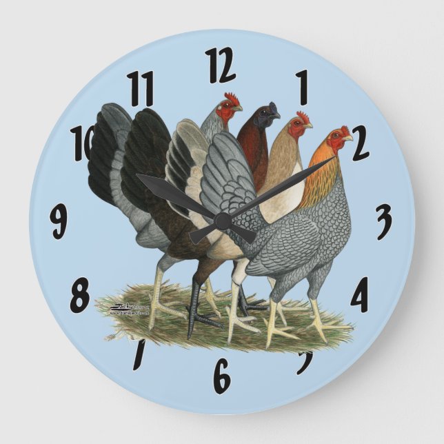 Fyra Gamefowl-höns Stor Klocka (Framsida)