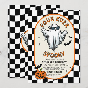Fyra gånger är Spooky Spöken Fladdermus Halloween  Inbjudningar