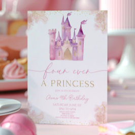 Fyra gånger en Princess Castle 4e födelsedagen Par Inbjudningar