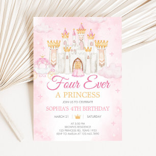 Fyra gånger en Princess-Födelsedagsfest Inbjudningar