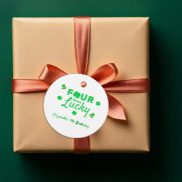 Fyra gånger Lucky 4e födelsedagen Gåvor Etiketter