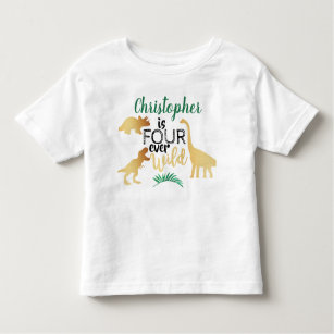 Fyra gånger om Vilden Dinosaur Boys 4e födelsedage T Shirt