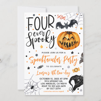 Fyra gånger så talande Halloween Birthday Inbjudningar