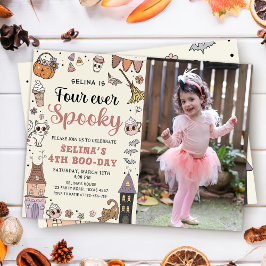 Fyra gånger så taloky Cute Ghost Halloween Birthda Inbjudningar