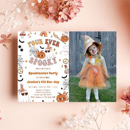 Fyra gånger så taloky Cute Groovy Halloween Birthd Inbjudningar