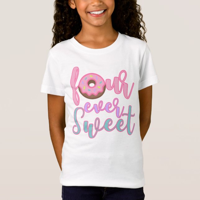 Fyra gånger söta Donut-födelsedagen T Shirt (Framsida)
