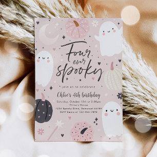 Fyra gånger tidigare taloky Boho Halloween Ghost 4 Inbjudningar
