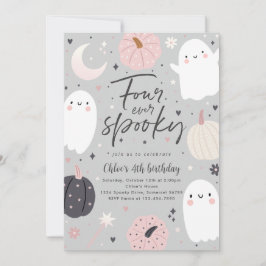 Fyra gånger tidigare taloky Boho Halloween Ghost 4 Inbjudningar