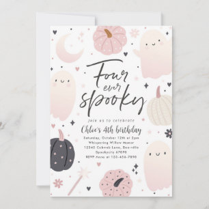 Fyra gånger tidigare taloky Boho Halloween Ghost 4 Inbjudningar