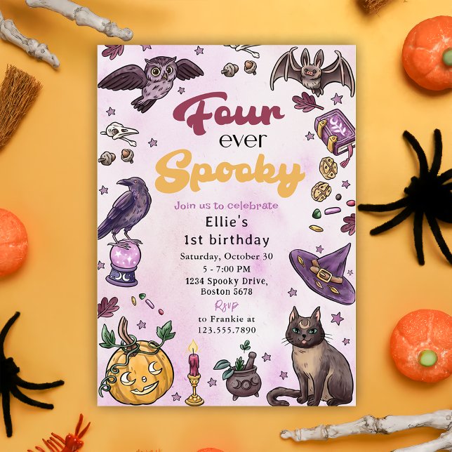 Fyra gånger tidigare taloky Cute Halloween 4e föde Inbjudningar (Skapare uppladdad)