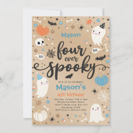 Fyra gånger tidigare taloky Cute Halloween Ghost 4 Inbjudningar