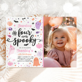 Fyra gånger tidigare taloky Cute Halloween Ghost 4 Inbjudningar