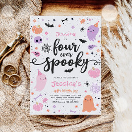 Fyra gånger tidigare taloky Cute Halloween Ghost 4 Inbjudningar