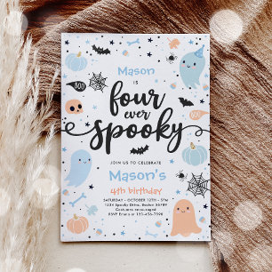 Fyra gånger tidigare taloky Cute Halloween Ghost 4 Inbjudningar