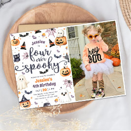 Fyra gånger tidigare taloky Cute Halloween Ghost 4 Inbjudningar
