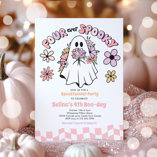 Fyra gånger tidigare taloky Halloween Ghost 4e föd Inbjudningar (Skapare uppladdad)