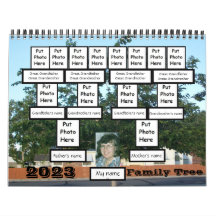 Fyra Generation-fotofamiljekalender i Träd